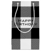 zwart-wit Happy Birthday buffel plaid Klein Cadeauzakje (Voorkant)