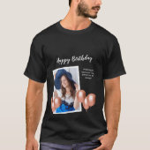 Zwart-wit Happy Birthday foto T-shirt (Voorkant)