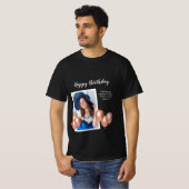 Zwart-wit Happy Birthday foto T-shirt (Voorkant volledig)