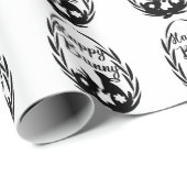 Zwart-wit Happy Bunny Pasen Cadeaupapier (Rol Hoek)