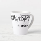 Zwart & Wit Happy Campers Gepersonaliseerde Latte  Mok (Rechterhoek)