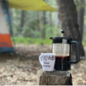 Zwart & Wit Happy Campers Gepersonaliseerde Latte  Mok
