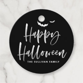Zwart-wit Happy Halloween Brush Kalligrafie Bedankjes Labels