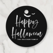 Zwart-wit Happy Halloween Brush Kalligrafie Bedankjes Labels (Achterkant)