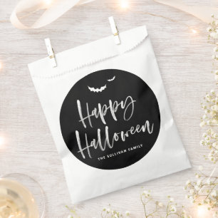 Zwart-wit Happy Halloween Brush Kalligrafie Bedankzakje