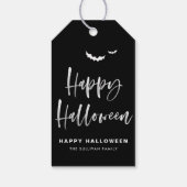 Zwart-wit Happy Halloween Brush Kalligrafie Cadeaulabel (Achterkant)