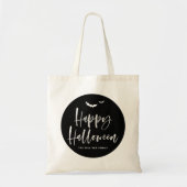 Zwart-wit Happy Halloween Brush Kalligrafie Tote Bag (Voorkant)
