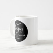 Zwart-wit Happy Halloween Brush Lettering Koffiemok (Voorkant links)