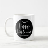 Zwart-wit Happy Halloween Brush Lettering Koffiemok (Links)