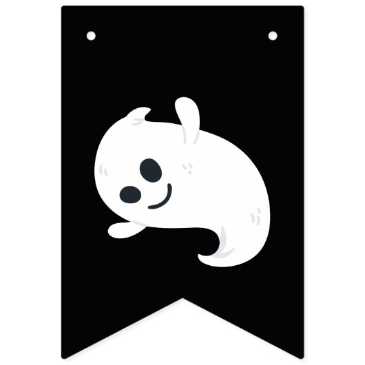 Zwart & Wit Happy Halloween Leuke Ghost Vlaggetjes (Tweede vlag)