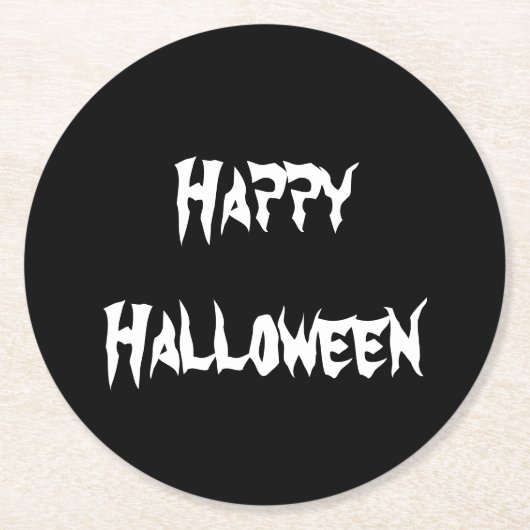 Zwart-wit Happy Halloween Paper Onderzetter (Voorkant)
