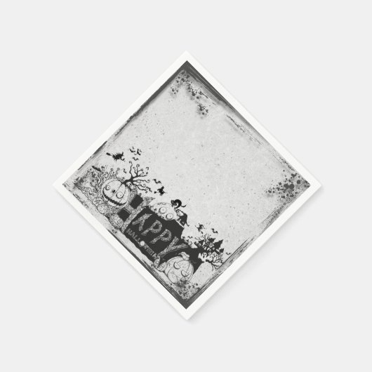 Zwart-wit Happy Halloween Party Servet (Hoek)