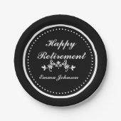 Zwart-wit Happy Retirement Party Supplies Papieren Bordje (Voorkant)