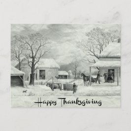 Zwart-Wit Happy Thanksgiving Feestdagenkaart