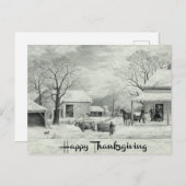 Zwart-Wit Happy Thanksgiving Feestdagenkaart (Voorkant / Achterkant)