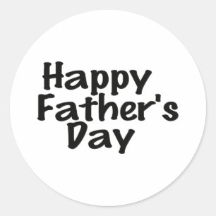 Zwart-wit, Happy-Vaderdag-tekstontwerp Ronde Sticker