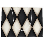 Zwart-wit Harelquin-vinkt Elegant 3-D monogram Groot Cadeauzakje (Achterkant)