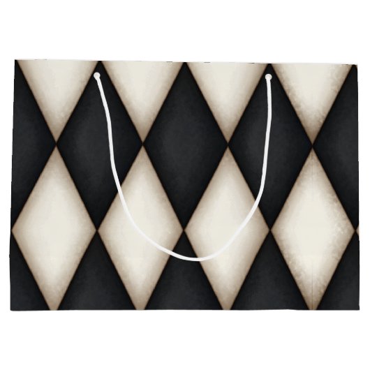 Zwart-wit Harelquin-vinkt Elegant 3-D monogram Groot Cadeauzakje (Achterkant)