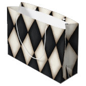 Zwart-wit Harelquin-vinkt Elegant 3-D monogram Groot Cadeauzakje (Achterkant Gekanteld)