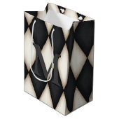 Zwart-wit Harelquin-vinkt Elegant 3-D monogram Medium Cadeauzakje (Voorkant Gekanteld)