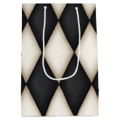 Zwart-wit Harelquin-vinkt Elegant 3-D monogram Medium Cadeauzakje (Achterkant)