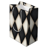 Zwart-wit Harelquin-vinkt Elegant 3-D monogram Medium Cadeauzakje (Achterkant Gekanteld)