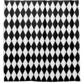 Zwart Wit Harlekijn Diamanten Patroon Design Douchegordijn (Voorkant)