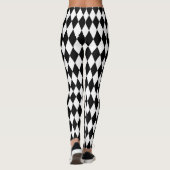 Zwart Wit Harlekijn Diamanten Patroon Design Leggings (Achterkant)