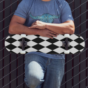 Zwart Wit Harlekijn Diamanten Patroon Design Persoonlijk Skateboard