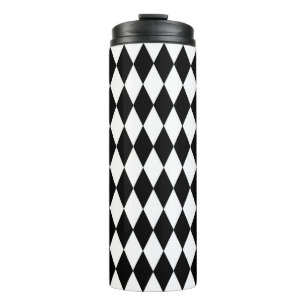 Zwart Wit Harlekijn Diamanten Patroon Design Thermosbeker