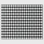 Zwart-wit Harlekijn Diamantpatroon Cadeaupapier (Vlak)