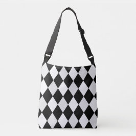 Zwart-wit Harlekijn Diamantpatroon Crossbody Tas