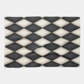 Zwart-wit Harlequin Diamond Check Gothic Theedoek (Horizontaal)