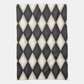 Zwart-wit Harlequin Diamond Check Gothic Theedoek (Verticaal)