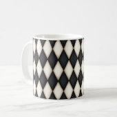 Zwart-wit Harlequin Diamond Check Pattern Koffiemok (Voorkant links)