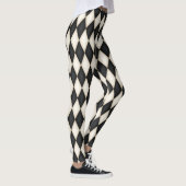 Zwart-wit Harlequin Diamond Check Pattern Leggings (Rechts)