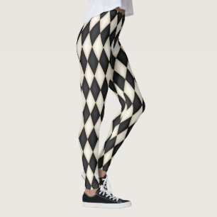 Zwart-wit Harlequin Diamond Check Pattern Leggings