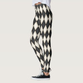 Zwart-wit Harlequin Diamond Check Pattern Leggings (Links)