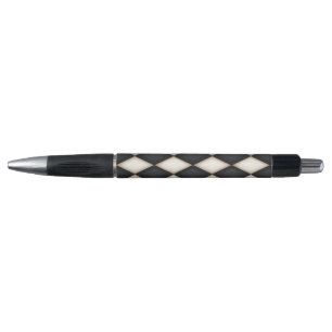 Zwart-wit Harlequin Diamond Check Pattern Pen