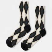 Zwart-wit Harlequin Diamond Check Pattern Sokken (Links)