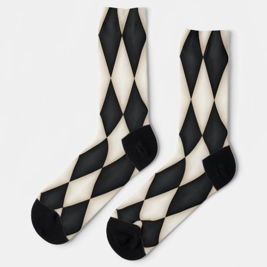 Zwart-wit Harlequin Diamond Check Pattern Sokken (Links)