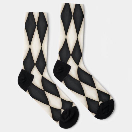 Zwart-wit Harlequin Diamond Check Pattern Sokken (Rechts)