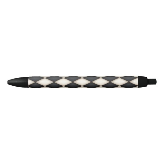 Zwart-wit Harlequin Diamond Check Pattern Zwarte Inkt Pen (Voorkant)