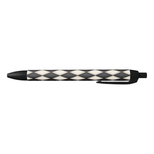 Zwart-wit Harlequin Diamond Check Pattern Zwarte Inkt Pen (Bodem)