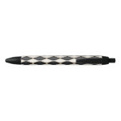Zwart-wit Harlequin Diamond Check Pattern Zwarte Inkt Pen (Achterkant)