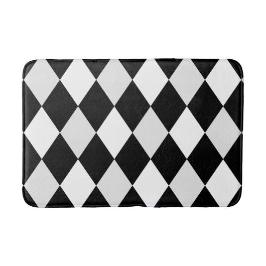 Zwart-wit Harlequin Diamond Pattern Badmat (Voorkant)