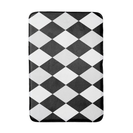 Zwart-wit Harlequin Diamond Pattern Badmat (Voorkant Verticaal)