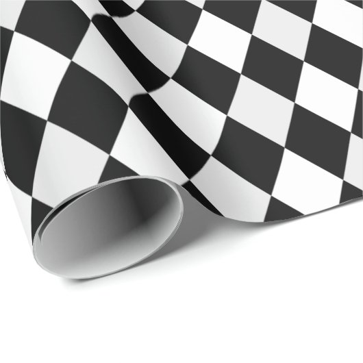 Zwart-wit Harlequin Diamond Pattern Cadeaupapier (Rol Hoek)