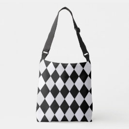 Zwart-wit Harlequin Diamond Pattern Crossbody Tas