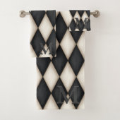 Zwart-wit Harlequin Dramatic 3-D Monogram Bad Handdoek (Insitu)
